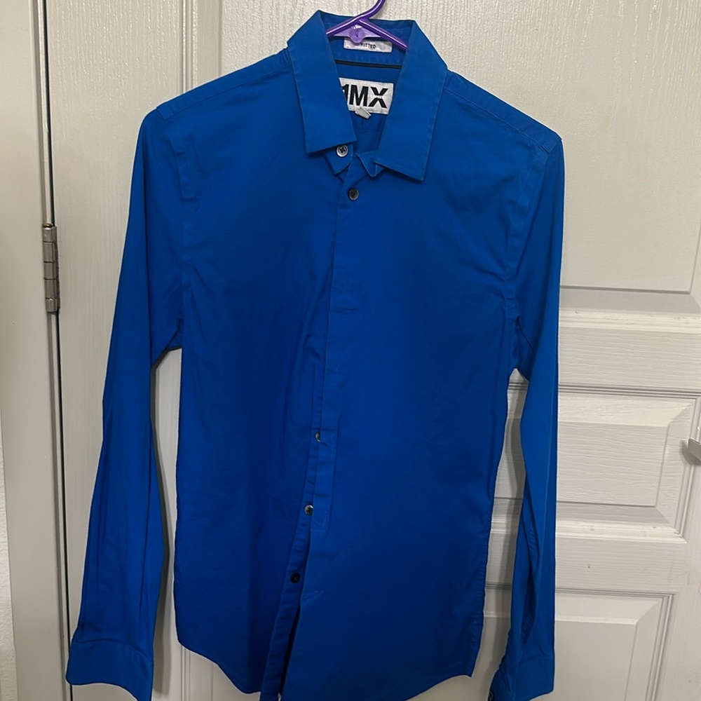 Blue express dress shirt Fitted 14-14 1/2